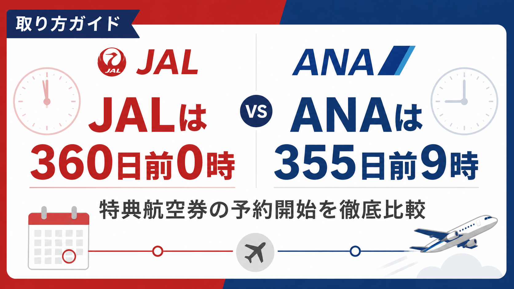 特典航空券の予約開始日｜JAL360日前・ANA355日前を徹底比較【2026年最新】